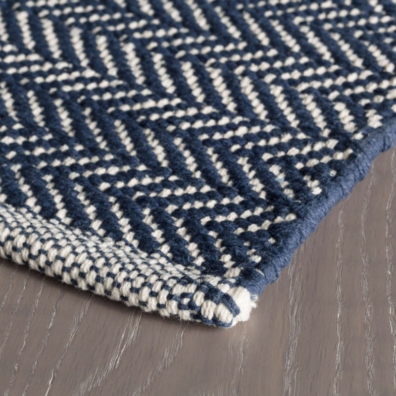 Dash and Albert Rugs Herringbone Handmade Flatweave Cotton Indigo Rug
